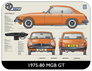 MGB GT 1976-80 Place Mat, Medium